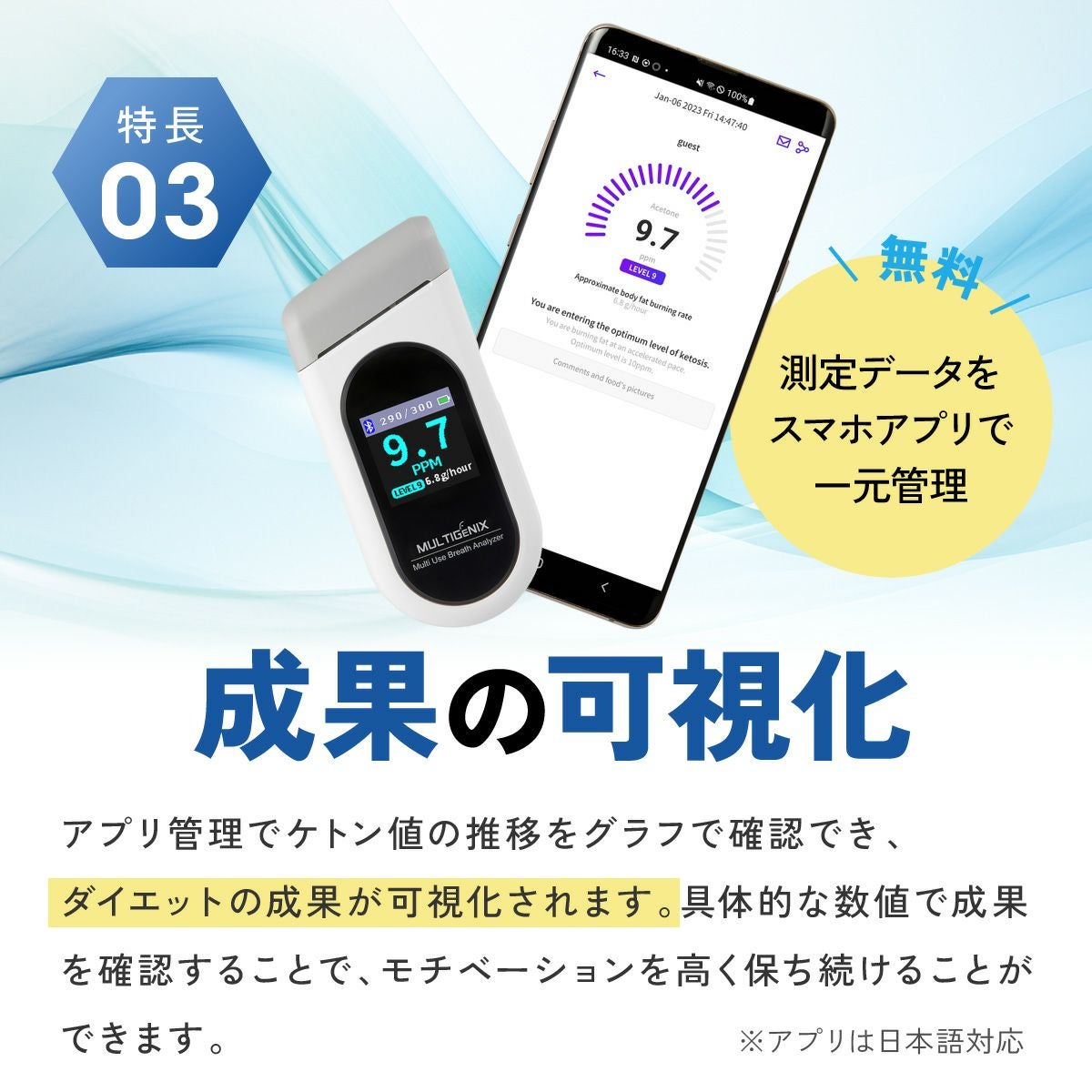 糖質制限 脂肪 燃焼 可視化 ケトンメーター ケトスキャンSmart
